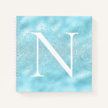 Monogramm Initial Powder Blue Glitzern Blend