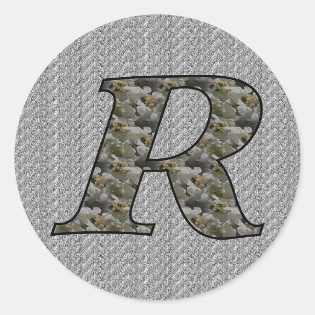 Monogramm Initial R Hydrangea Floral Sticker (Vorderseite)