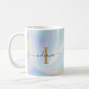 Monogramm Initial Schrift Holografisch Moderne Mut Kaffeetasse