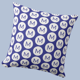 Monogramm Initial Spot Muster Personalisiert blau Kissen