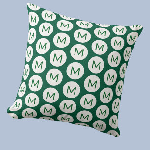 Monogramm Initial Spot Muster Personalisiert grün Kissen