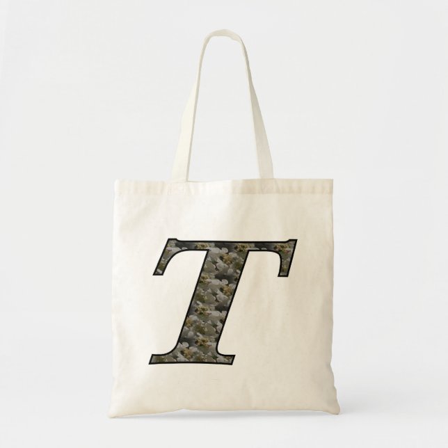 Monogramm Initial T Hydrangea Floral Tote Bag Tragetasche (Vorne)
