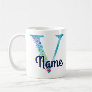 Monogramm Initial V Rainbow Star Design Kaffeemasc Kaffeetasse