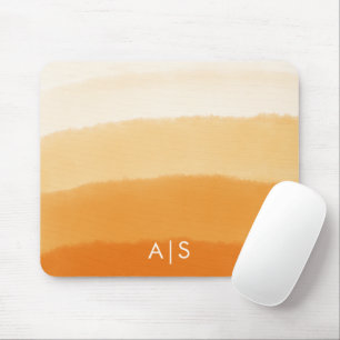 Monogramm Initial Wasserfarbe Kürbis Orange Ombre Mousepad