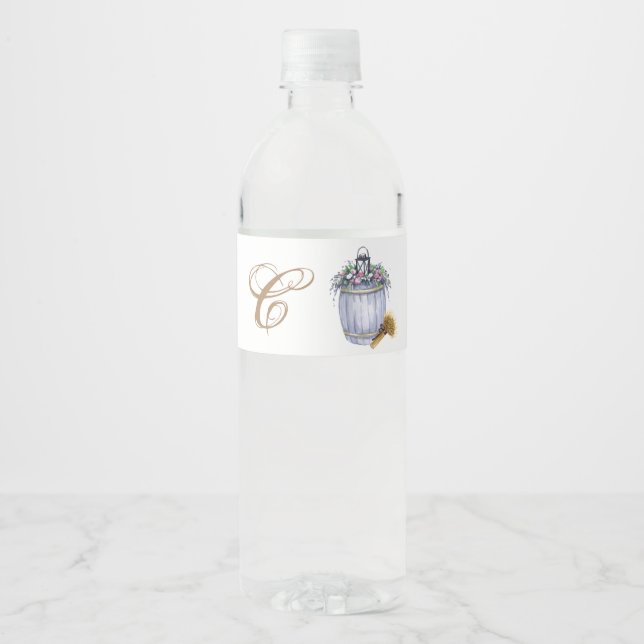 Monogramm Initial Water Bottle Label Summer Countr Wasserflaschenetikett (Vorderseite)