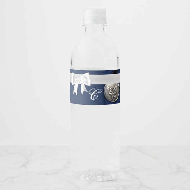 Monogramm Initial Water Flasche Label AirForce Dre Wasserflaschenetikett (Vorderseite)