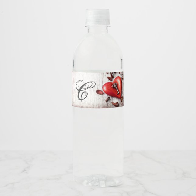 Monogramm Initial Water Flasche Label Land Wood K Wasserflaschenetikett (Vorderseite)