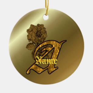 Monogramm Initiale A Elegantes Gold Pfingstrose Pe Keramik Ornament