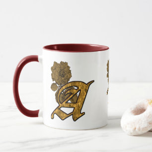 Monogramm Initiale A Elegantes Gold Pfingstrose Pe Tasse