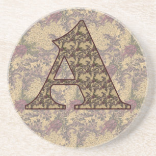 Monogramm Initiale A Elegantes Vintage-Blumenmuste Getränkeuntersetzer