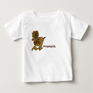 Monogramm Initiale A Gold Pfingstrose Personalisie Baby T-shirt