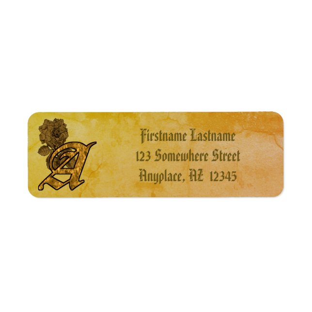 Monogramm Initiale A Goldene Pfingstrose Rücksende (Vorne)