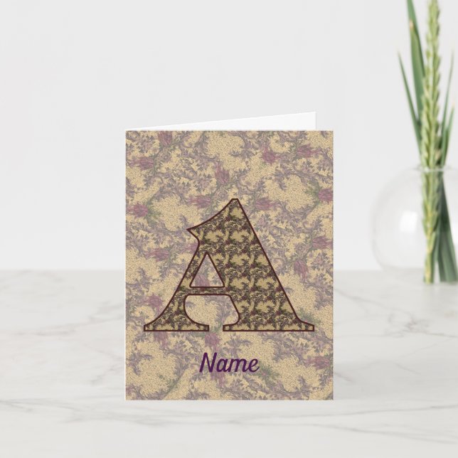 Monogramm Initiale A Vintage Blumen Personalisiert (Vorderseite)