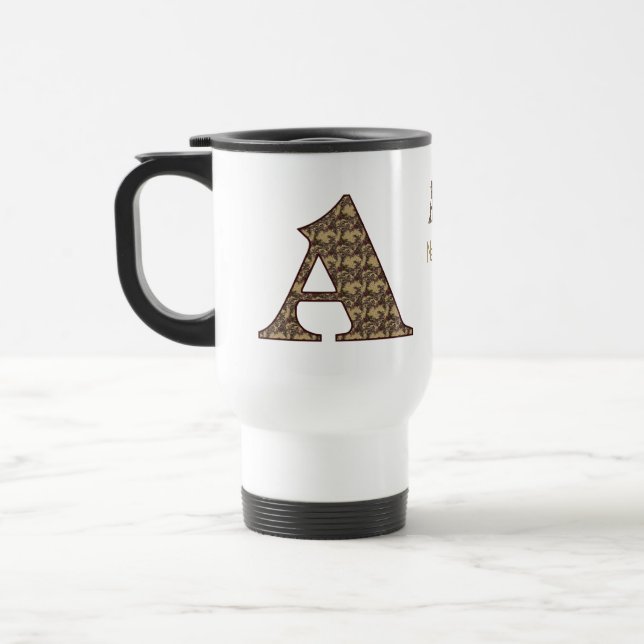 Monogramm Initiale A Vintage Blumen Personalisiert Reisebecher (Links)