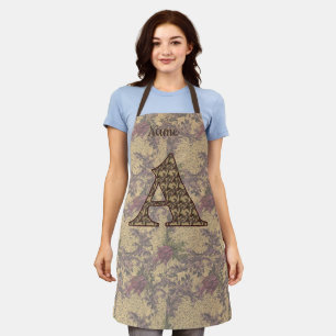 Monogramm Initiale A Vintage Blumen Personalisiert Schürze