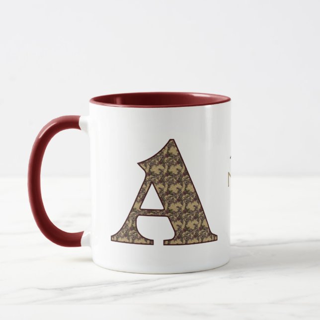 Monogramm Initiale A Vintage Blumen Personalisiert Tasse (Links)