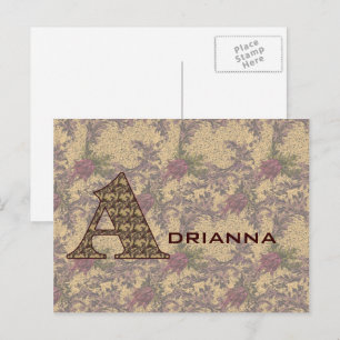 Monogramm Initiale A Vintage-Blumenmuster personal Postkarte
