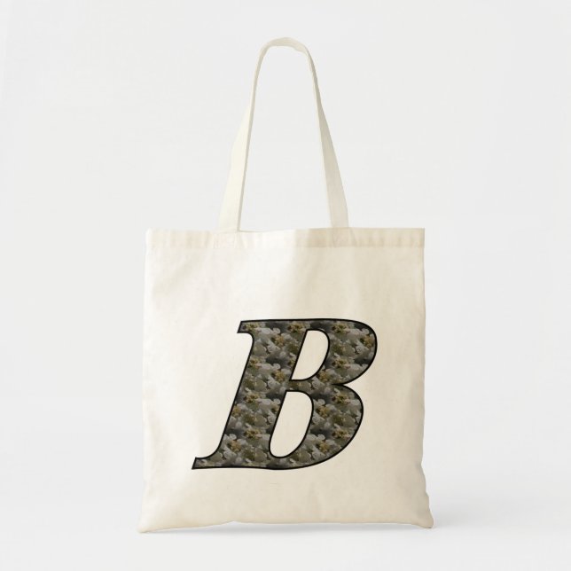 Monogramm Initiale B Hortensienblüten Tragetasche (Vorne)