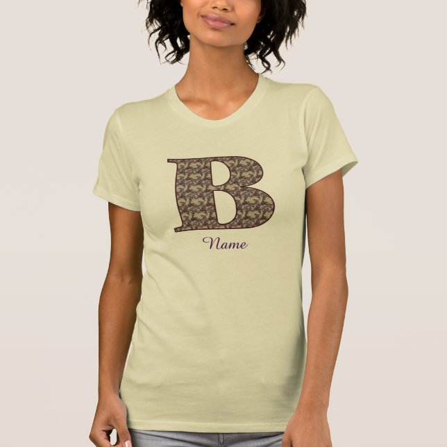 Monogramm Initiale B Vintage-Blumenmuster personal T-Shirt (Vorderseite)