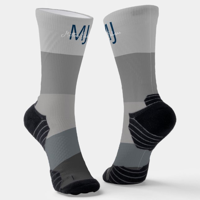 MONOGRAMM-INITIALE BEZEICHNUNG GRAUER GRADIENT LIN SOCKEN (Gewinkelt)