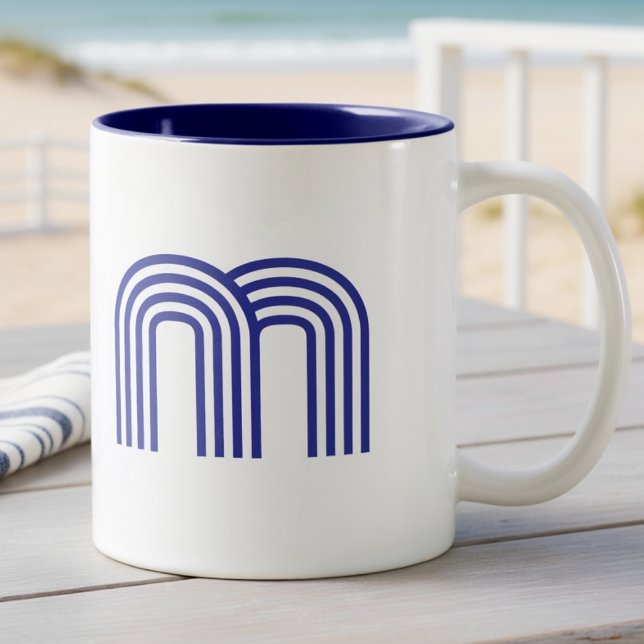 Monogramm Initiale Blau Modern Einfach  Kaffeetasse (Von Creator hochgeladen)