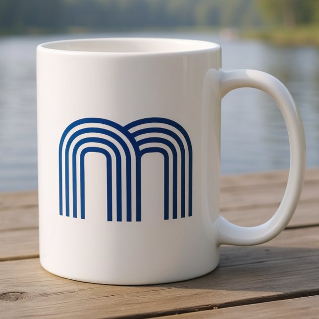 Monogramm Initiale Blau Modern Einfach  Kaffeetasse (Von Creator hochgeladen)