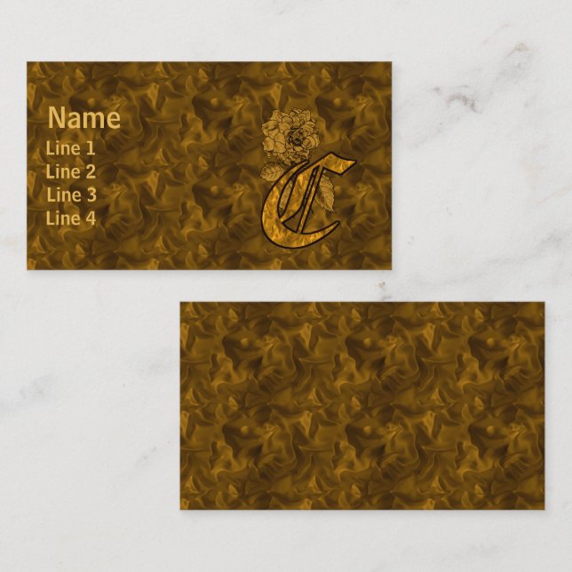 Monogramm Initiale C Elegante Gold-Pfingstrose-Blu Visitenkarte (Vorne/Hinten)