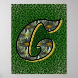 Monogramm Initiale C Gänseblümchen Blumenkunst Poster