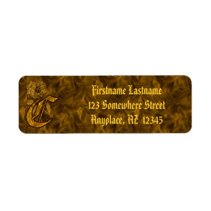 Monogramm Initiale C Gold Pfingstrose Rücksendeadr