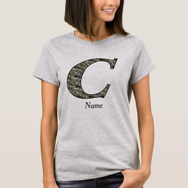 Monogramm Initiale C Hortensien Blumen Personalisi T-Shirt (Vorderseite)