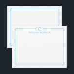 Monogramm Initiale Casual Himmelblauer Rand Briefp Mitteilungskarte<br><div class="desc">Dieses Design verfügt über einen dünnen doppelten Rahmen mit Platz für ein Monogramm und einen Namen und ein passendes Rückendesign. Klicken Sie auf die Schaltfläche "Anpassen", wenn Sie die Designelemente anpassen und/oder den Text weiter ändern möchten! Variationen dieses Designs, zusätzliche Farben sowie passende Produkte sind in unserem Shop erhältlich unter...</div>
