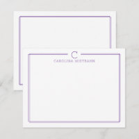 Monogramm Initiale Casual Lila Rand Briefpapier