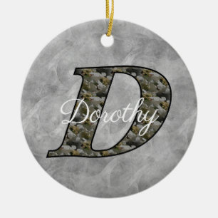 Monogramm Initiale D Hortensien Blumen Personalisi Keramik Ornament