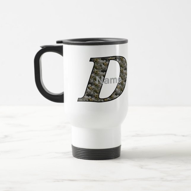 Monogramm Initiale D Hortensien Blumen Personalisi Reisebecher (Links)