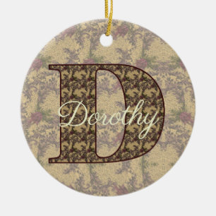 Monogramm Initiale D Vintage-Blumenmuster personal Keramik Ornament