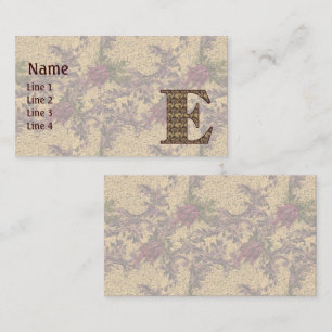 Monogramm Initiale E Elegant Vintage Blumenmuster Visitenkarte