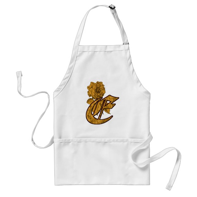 Monogramm Initiale E Elegante Goldene Pfingstrose Schürze (Vorne)