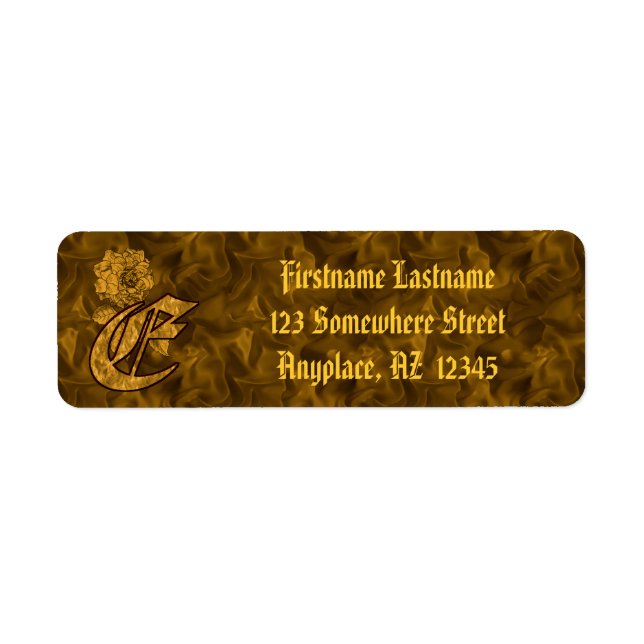 Monogramm Initiale E Gold Pfingstrose Rücksendeadr (Vorne)