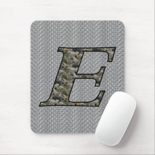 Monogramm Initiale E Hortensienblüten Mousepad