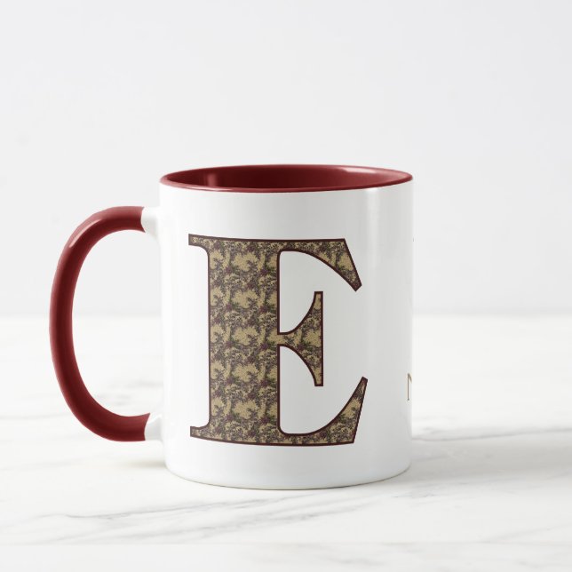 Monogramm Initiale E Vintage Blumen Personalisiert Tasse (Links)
