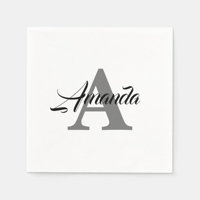 Monogramm Initiale Einfach Elegant Benutzerdefinie Serviette (Vorderseite)