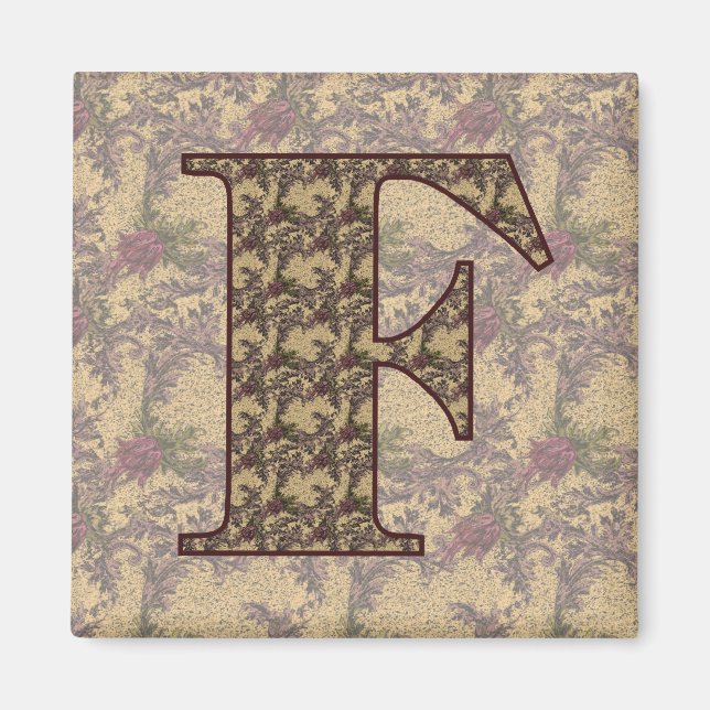 Monogramm Initiale F Elegant Vintage Blumenmuster Magnet (Vorne)