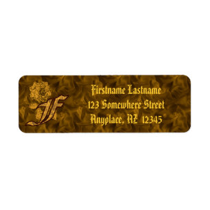 Monogramm Initiale F Gold Pfingstrose Rücksendeadr