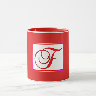 Monogramm Initiale F Rot Innen Rot Außen Tasse