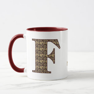 Monogramm Initiale F Vintage-Blumen Personalisiert Tasse