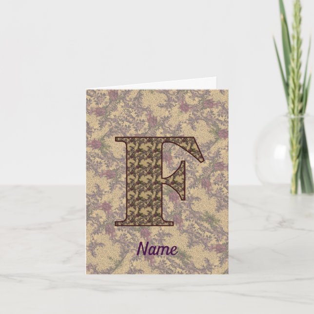 Monogramm Initiale F Vintage-Blumenmuster personal (Vorderseite)