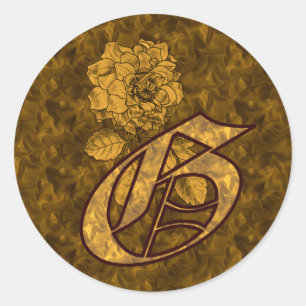 Monogramm Initiale G Elegante Gold-Pfingstrose-Blu Runder Aufkleber