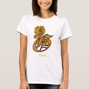 Monogramm Initiale G Gold Pfingstrose Blumen Perso T-Shirt