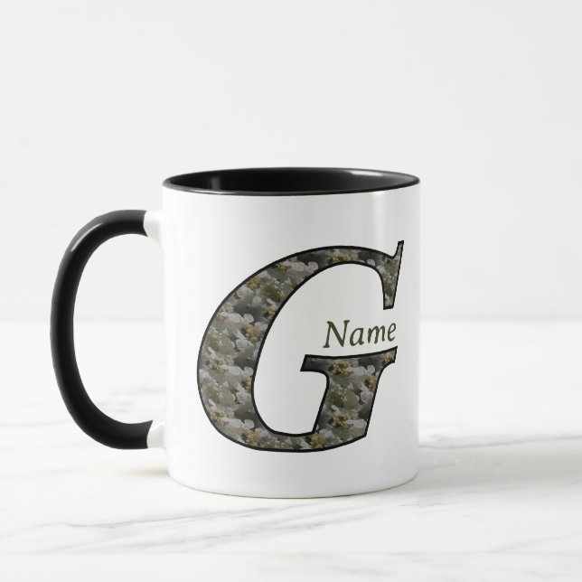 Monogramm Initiale G Hortensien Blumen Personalisi Tasse (Links)