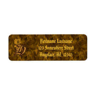 Monogramm Initiale H Gold Pfingstrose Rücksendeadr